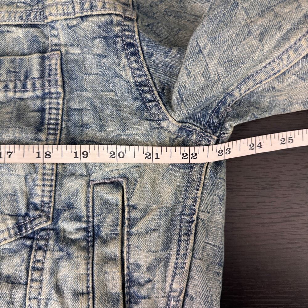 We The Free People Jacquard Letters Denim Jacket Womens Small Trucker Boho NEW - Picture 9 of 11